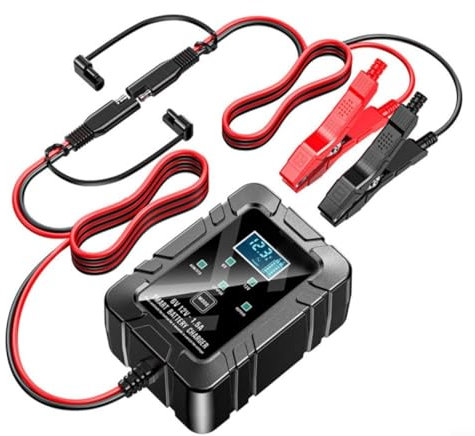 JGmotorfi Chargeur convivial pour batteries de voiture et moto 12 V et 6 V avec mécanismes de sécurité (A)
