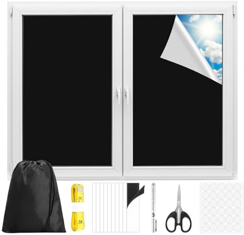 Muyohix Cortinas Opacas 200 × 147 cm, Estor Opaco sin Taladrar de Ventana Oxford, Tela Opaca para Ventanas Portátil con Velcro Adhesivo para Ventanas de Techo Protección Solar para Dormitorio Viajes