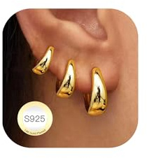 AVOTTO 3 Paar Ohrringe Silber Set für Damen Hypoallergen Gold Ohrring Stacks Silber Creolen Ohrringes Silver Huggies Hoops Earrings Silver Earrings