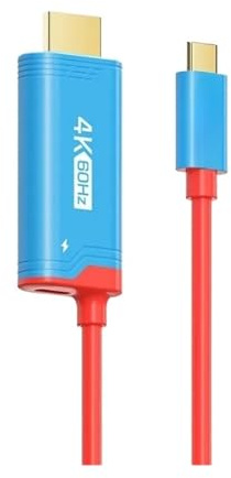 Compatible Avec CABLETIME/Nintendo, Câble USB-C Vers HDMI – 4K 60 Hz HDR + PD 100 W, Compatible Avec Switch 1/2/OLED/PS4/5/ordinateurs Portables(Blue)