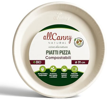 HAND Piatti Pizza Biodegradabili 31 cm – Compostabili, Resistenti al Calore, Idonei al Microonde – Piatti Usa e Getta Grandi per Pizza, Cibi Caldi, Feste e Catering (20)