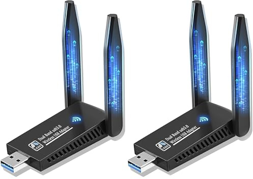 1300Mbps USB WiFi Dongle With Double Antenna, Dual Band 5GHz/2.4GHz High Gain Adapter for PC, Support Windows 11/10/8/7/Vista/XP (Pack of 2)