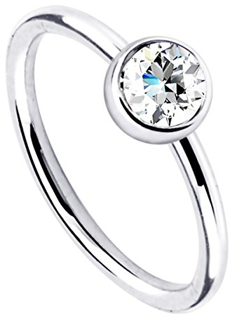 Piersando Hufeisen Piercing Klemm Ring Universal Klemmring mit Kristall für Septum Tragus Helix Nase Lippe Ohr Intim Nippel Augenbraue Brust Clear 10mm x 1,0mm