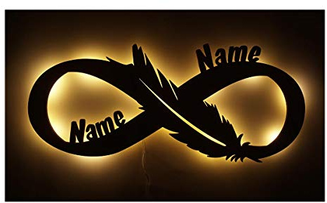 Namofactur personalisiertes Unendlichkeits-Nachtlicht Ich liebe Dich | Mit Namen und Datum – dekorativer Liebesbeweis für Hochzeit, Verlobung, Jahrestag oder Wohnräume