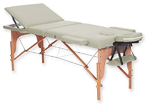 GiMa 44013 Massageliege aus Holz A 3 Abschnitte, Cremefarben