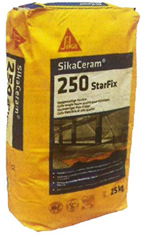 SikaCeram-250 StarFix - Mortero deformable para baldosas cerámicas vitrificadas - Sika - 25 kg, Gris