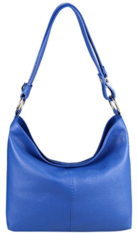 OBC Italy Echt Leder Damen Tasche Shopper Hobo-Bags Schultertasche Umhängetasche Handtasche Henkeltasche Ledertasche Damentasche (Königsblau)