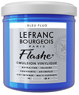 Lefranc Bourgeois Flashe acrílica, Pintura de Vinilo, Azul Fluorescente, 125ml Tube - Vinylfarbe