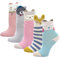 PUTUO Kinder Socken Bunt Gemustert Kleinkind Mädchen Socken aus Baumwolle Nette Karikatur Tier Socken, 5-7 Jahre, Tiermuster-5 Paare