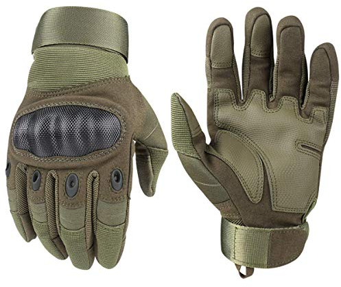 Tactical Handschuhe, Army Military Rubber Hard Knuckle Outdoor Full Finger Touchscreen-Handschuhe für Herren Radfahren Motorrad Jagd Shooting Wandern Camping,Armee-Grün, XL