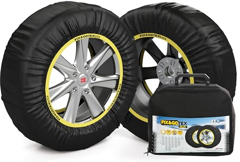 Fix&GoTex PLUS Größe M Schneebezug für Tourismus, 4x4, SUV und Kastenwagen, TÜV und ÖNORM, Zulassung EN16662-1, 2 Stück