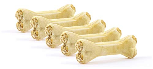 DOGBOSS 100% Natur Kauknochen Hundeknochen, Rinderhaut mit Lamm, 5 Stück 12 cm