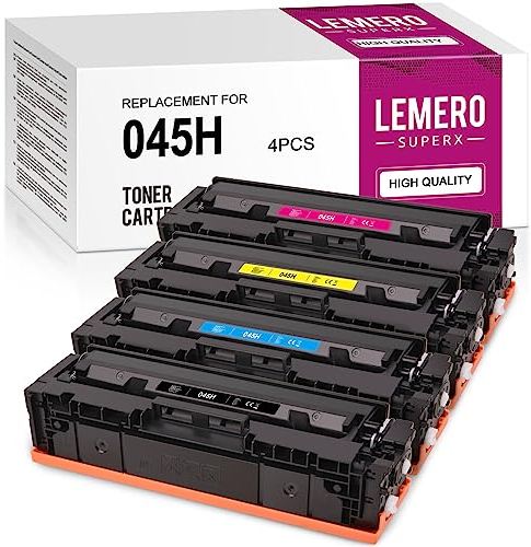 LEMERO SUPERX Toner kompatibel Canon 045 045H Toner Multipack für MF633CDW i-Sensys MF633cdw MF635cx LBP613cdw MF631cn LBP611cn MF632cdw MF634cdw MF636cdwt LBP612cd,4er-Pack