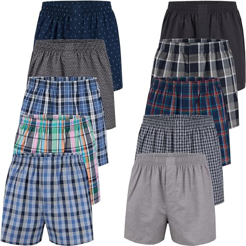 City Life 10er Pack Herren Boxershorts 100% Baumwolle - Atmungsaktive Webboxer, bequem & trocknergeeignet, S-4XL, Farbe:Mehrfarbig (Classic Multicolour 5 C-10-5), Grösse:M