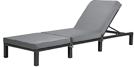 SVITA Peach Gartenliege Sonnenliege Polsterauflage Klappbar Polyrattan Schwarz