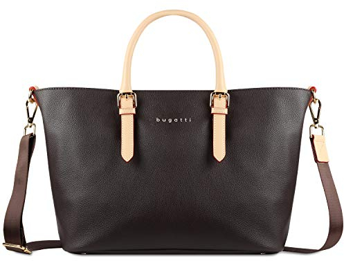 bugatti Ella Shopper Handtasche für Damen M, Damenhandtasche, Schultertasche in braun