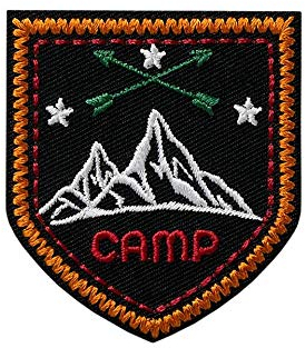 Mono-Quick Bügelbild Aufnäher Patch Applikation zum Aufbügeln Wappen Outdoor Camp 5,0 x 5,5 cm