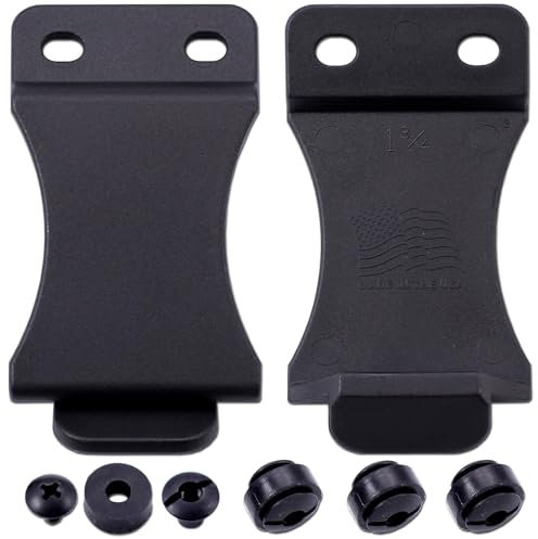 [2PCS] HolsterSmith FOMI Holster Clip for 1.75 Inch Belts – IWB/OWB with Mounting Hardware – USA Made - Adjustable Cant - for Kydex Holsters, Knife Sheaths, Inside Waistband Clips