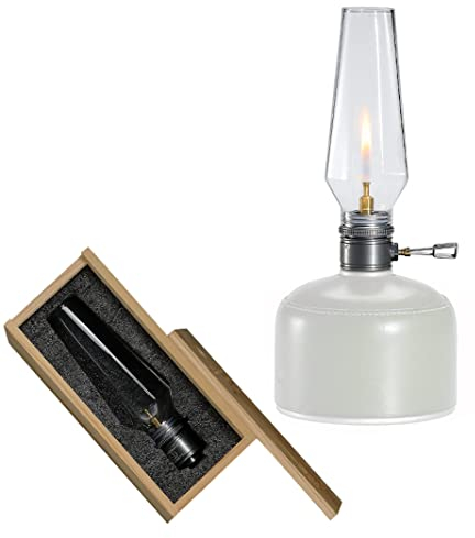 CAMPINGMOON T-1 - Farol de gas para camping con estuche de madera