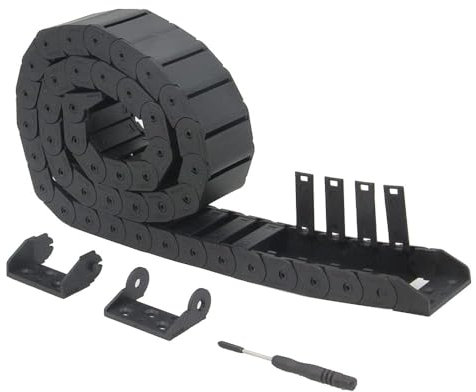 Zeberoxyz 15x40mm Schleppkette, Länge 1Meter Innen offen Schwarzer Kunststoff, flexibler Kabelträger R28 mit 1Kit Endverbindern für 3D-Drucker und CNC-Maschinen