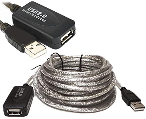 WMLBK PVC 480MBPS 10,15,20M USB 2.0 Active Repeater Extension Cord - Male to Female Adapter - A Female Long Cables With Signal Booster (20)