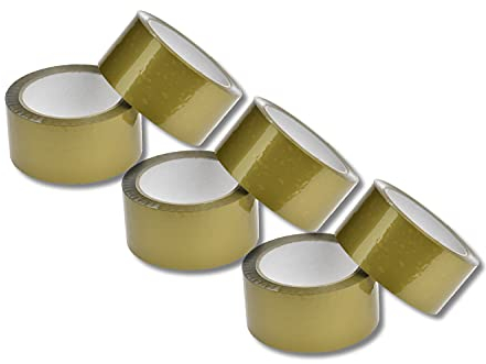 dm-folien gmbh 6 x Farbiges Klebeband/Verpackungsband aus Polypropylen [PP] - Leise abrollendes Packband mit Acrylatkleber (Gold)