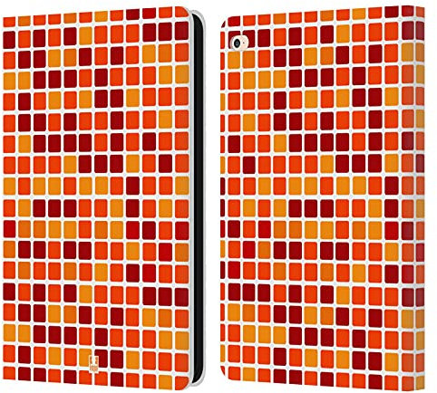 Head Case Designs Naranja Azulejo de Mosaico Carcasa de Cuero Tipo Libro Compatible con Apple iPad Air 2 (2014)