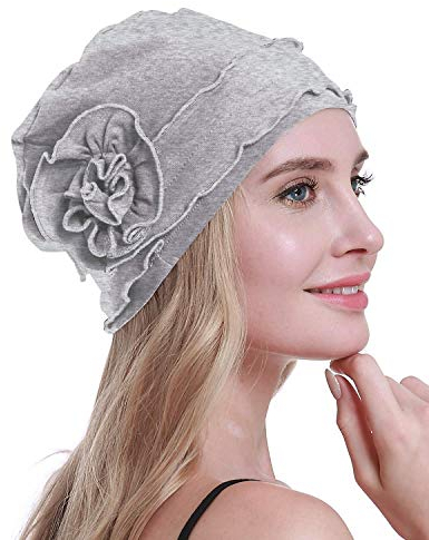 osvyo Chemo Kopfbedeckung für Damen,Turban Mütze für Frauen, Krebs Beanie Haarausfall versiegelte Verpackung HELLGRAU