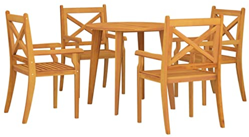 vidaXL Gartenmöbel Set 5-TLG. Gartengarnitur Sitzgruppe Gartenset Sitzgarnitur Gartentisch Gartenstuhl Esstisch Tisch Stühle Massivholz Akazie
