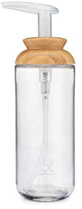 Full Circle Soap Opera Seifen- und Lotionspender aus recyceltem Glas, Bambusdeckel, 340 ml, transparent