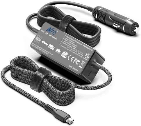KFD 118W 100W 96W 90W 87W 70W USB-C Chargeur de Voiture pour Lenovo HP Dell MacBook Pro Air 16 14 A2373 Huawei ASUS ROG AC100 20V Double Interface USB-C PD 3.0 18W Tablette Portable Alimentation
