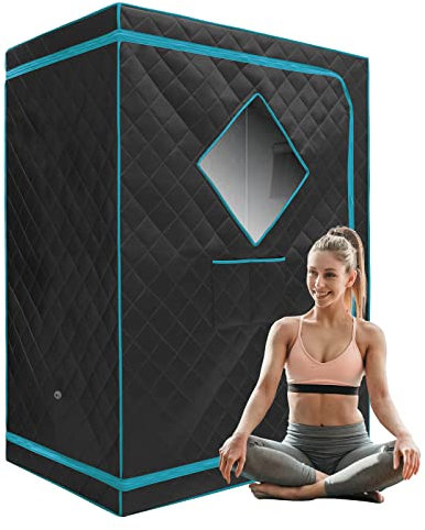 ZONEMEL Saunazelt in voller Größe, tragbares Ganzkörper-Spa für 1 oder 2 Personen zur Entspannung, Detox, Dampfgarer Nicht im Lieferumfang enthalten (L x B x H) 47,24 x 31,5 x 63, grüner Rand