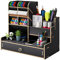 Marbrasse Schreibtisch Organizer Holz,Stifthalter Schreibtisch, Schreibwaren-Organizer, Stifte Aufbewahrungs Caddy(Schwarz)