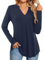 Beluring Shirts for Women Longline V Neck Tops Long Sleeve Swing Blouse, Navy Blue Size 20 22