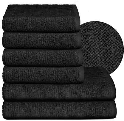 BEAUTEX Handtuch-Set Premium Frottier Sets Made in Europe, 100% Baumwolle 550g/m², Oeko-TEX Zertifiziert (Set: 4 Hand-, 2 Badetücher in Schwarz)