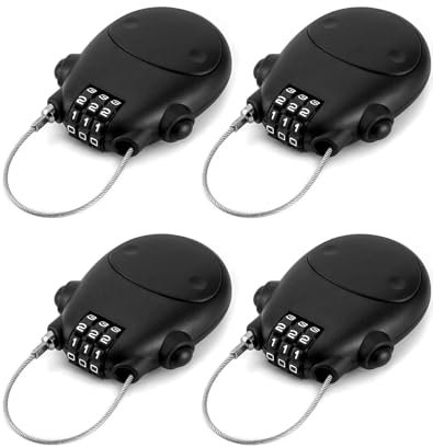 QWORK Retractable Cable Lock, 4 Pack Security Password Lock Steel Cable Luggage Locks,(WD30789)
