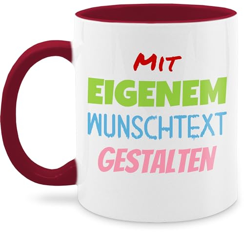 Tasse Tassen 325ml - Aufdruck selbst gestalten - Wunschtext I Mit eigenem Text personalisiert I Custom Text - 325 ml - Bordeauxrot - arbeitstassen paartassen personalisierte beschriften