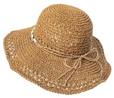 Comhats Sun Hats Women Handmade Straw Hat Packable Summer Beach Hat UV Protection Hats 94558_Khaki Medium