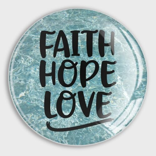 Evans1nism Faith Hope Love Fridge Magnets Glass Strong Magnets Inspiration Heart Warming Round Magnets Literary Quote Decorative Magnets for Locker Magnets for Whiteboard 4 Pieces
