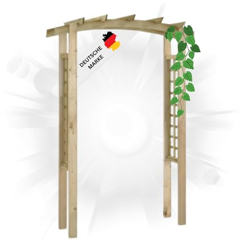 DELUKE® Rosenbogen aus Holz VERSIL | 150x60x210cm | Gartenbogen Torbogen Pergola Rankhilfe für Kletterpflanzen und Rosen Rankgitter Rosenspalier