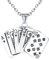INFINIONLY Kreative Herren Edelstahl Poker Halskette Personalisierter Punk Style Ketten mit Anhänger mit 55CM Kette Fashion Jungen Teenager Dekoration Spielkarten Flush Anhänger 4,5X4,9cm