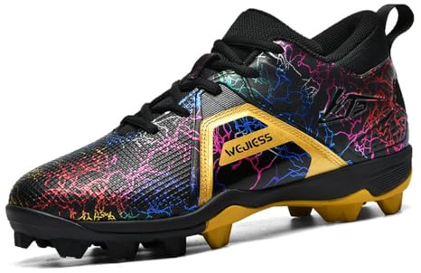 Adoff Herren Rugby Schuhe, Sportschuhe, Baseballschuhe, rutschfest und verschleißfest (schwarz Gold,43), ZL-001