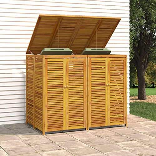 Festnight Mülltonnenbox 2er Mülltonnenverkleidung Mülltonnecontainer Holz 240L Müllcontainer Mülltonnenschrank Müllbox Draußen Massivholz Akazie (2 Tonnen)