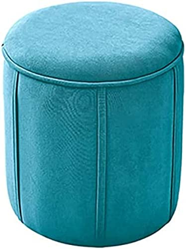 GaRcan Runder Fußhocker mit Stauraum, Fußhocker mit Samtaufbewahrung, süßer Fußhocker, Couchhocker, Kleiner Ottoman für das Wohnzimmer, Khaki, 34 x 34 x 45 cm (Hellblau 25 cm x 25 cm x 25 cm)