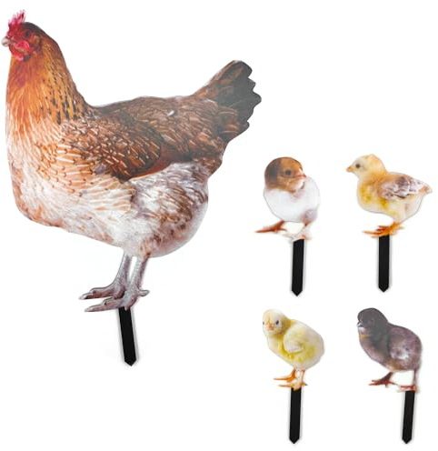 Niuhong Garten Figur Huhn Außen Hühner Gartendeko Tiere Gartenstecker Dekoration Dekofigur Stecker Acryl-Statue Tiere Ornament Niedlichen Outdoor Deko Draußen Gärten Hinterhof Rasen (A)