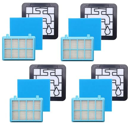 ARLI kompatibel mit Philips Hepa Filterset 3 teilig FC8010/01 FC9332/09 FC9328 FC9334 FC9349 FC9353 FC9556 FC9515 Hepafilter Staubsaugerfilter Zubehör - 4 Set