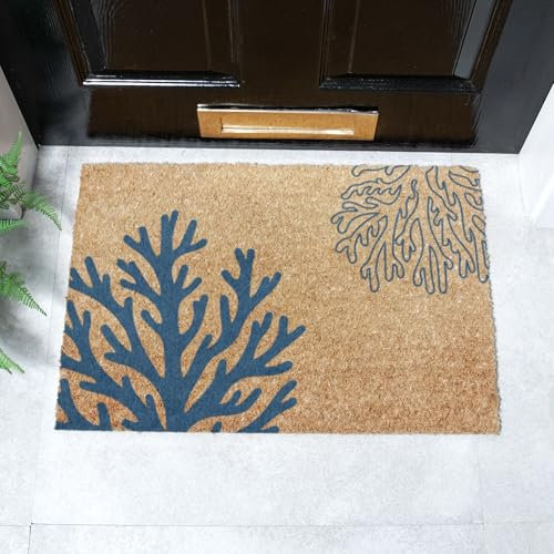 Artsy Mats - Coral Coir Doormat - Made from Tufted Coconut Fibre - Non-Slip Natural Rubber Backed Doormats Indoor - Heavy Duty, Decorative OutDoormats, (60x40cm)