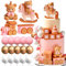 Luxury Pink Balls Bear Cake Decoration Bear Baby Shower Cake Topper Bears Train Cake Decoration Baby Shower Birthday Cake Decorations
