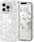 Micoden Cute Curly Wave Case for iPhone 13 Pro,Clear with Anti-Yellowing Flower Floral,Soft TPU Slim Bumper Shockproof Anti-Scratch Protective Wavy Cover for Girls Women-White