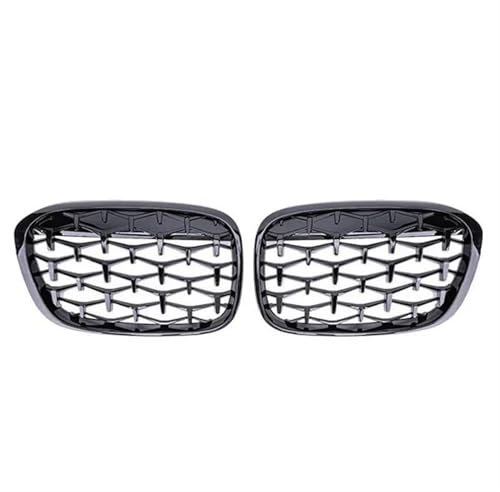 JUNOOS Auto-Front-Nierengrill Renngrill Diamant-Meteor-Stil-Grill Für B&MW X1 F48 F49 2016 2017 2018 2019 Front Kühlergrille(Glossy Black)